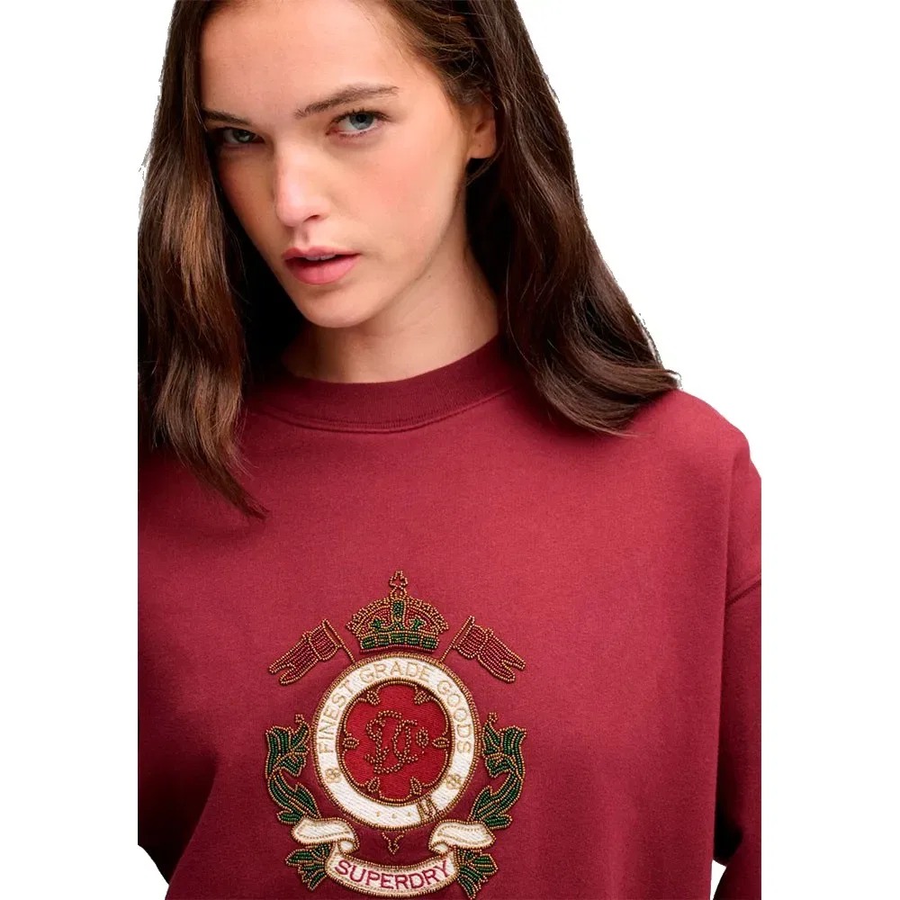 Женский свободный свитшот с вышивкой Crest Loose Crew Superdry, Red — фото 3