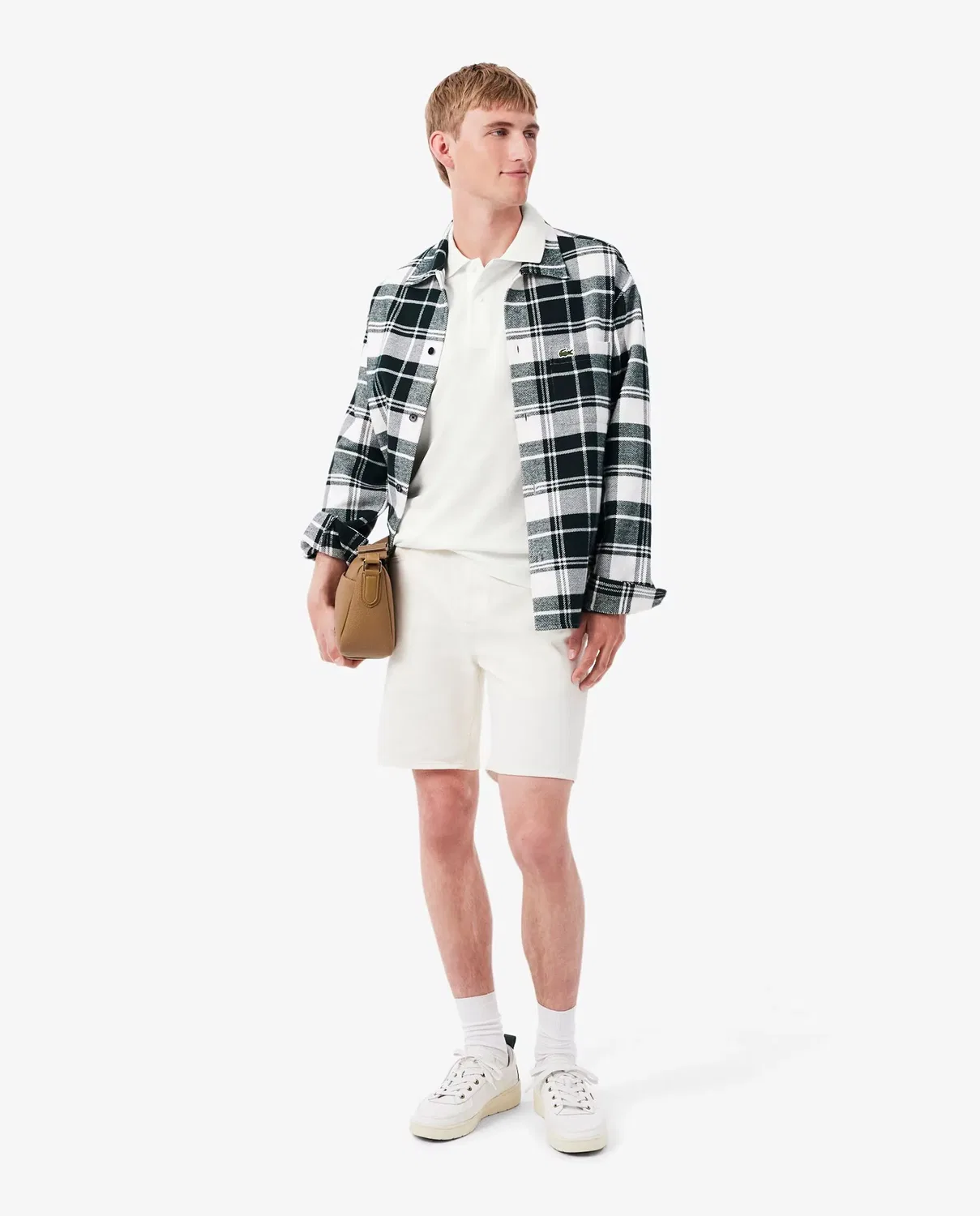 Мужское поло классического кроя с рельефным брендированием Lacoste, Blanco — фото 4