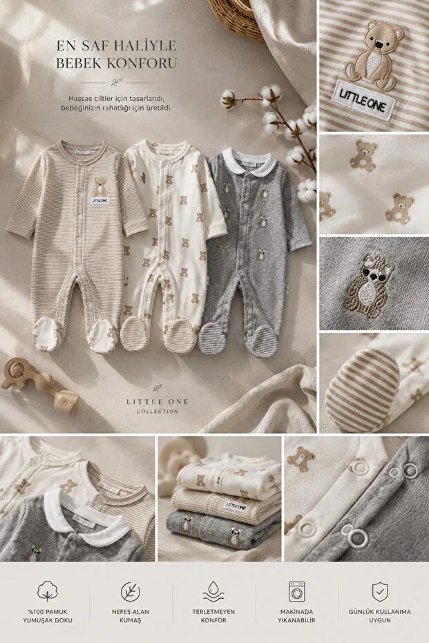 Детский комбинезон для девочек хлопковый 3-предметный комплект My Babies Label, Mix — фото 4