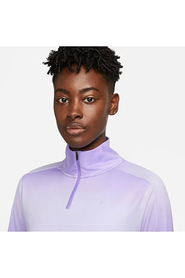 Женская футболка с принтом Dri-Fit swoosh printed women's running top - quarter zip dx0956-567 Nike, Purple — фото 3