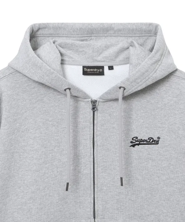 Худи на молнии, базовое, Superdry, светло-меланжевый серый — фото 3