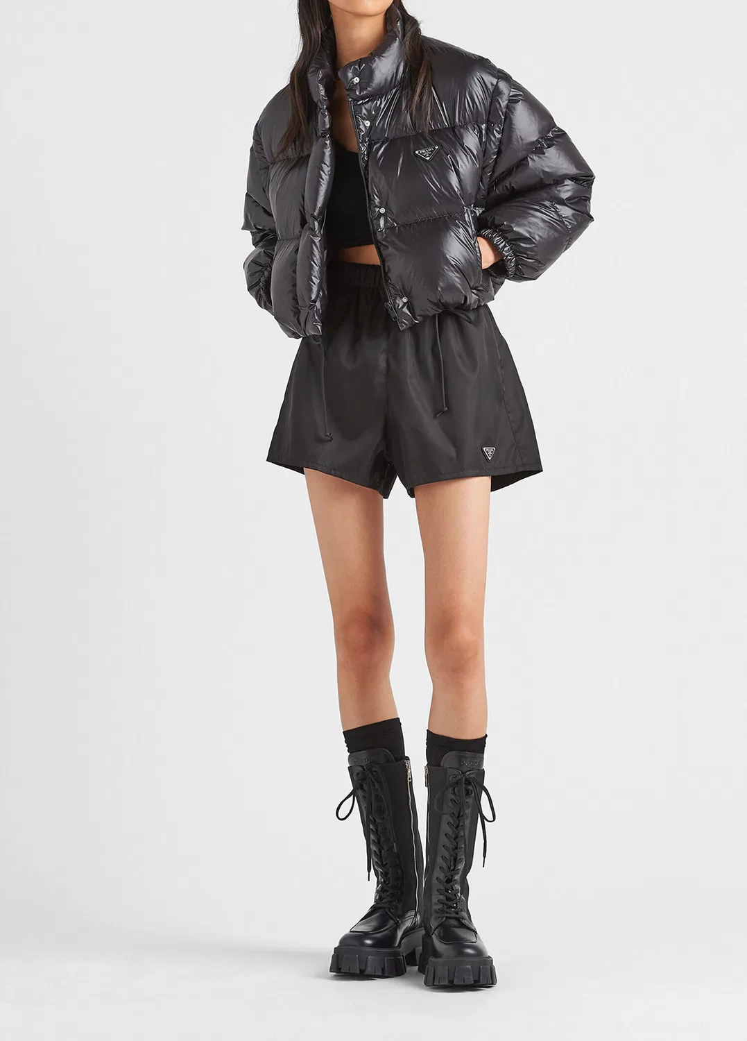 Куртка пуховик Prada Re-Nylon, black — фото 2