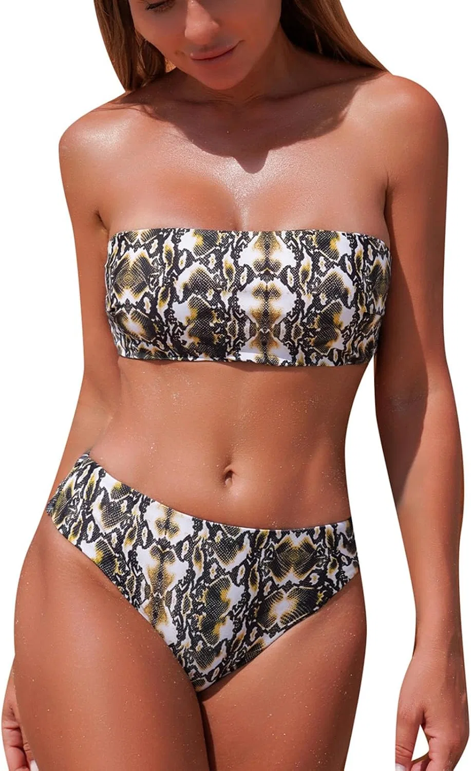 Женский бикини-комплект с принтом Highwaisted, Light Yellow