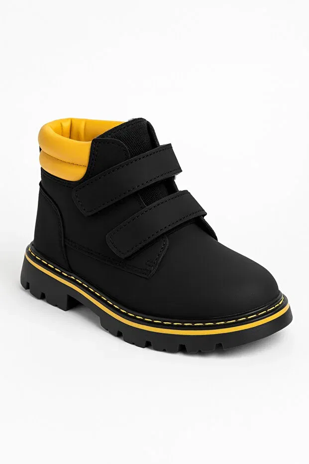 Детские ботинки для девочек на липучке Zilvana, Yellow-Black