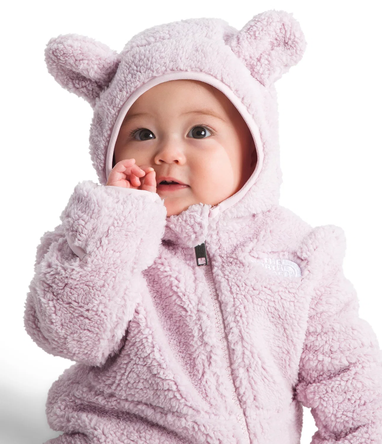 Комбинезон-боди утепленный с капюшоном и медвежьими ушками Baby Campshire One-Piece The North Face, Pale Blossom — фото 3