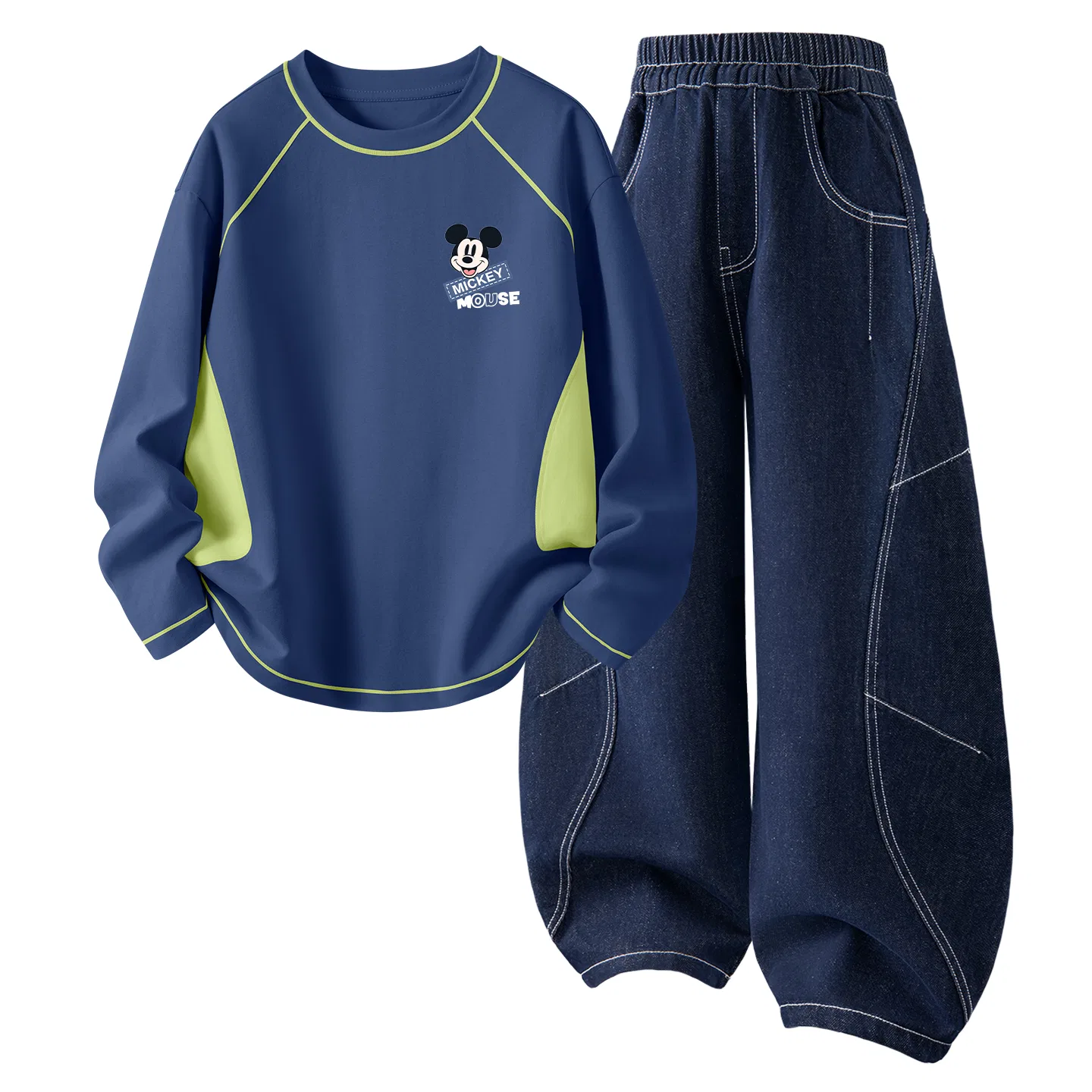 Детский спортивный костюм с принтом Di Happy K Navy Blue и джинсовыми брюками, Disney, Denim Dark Blue