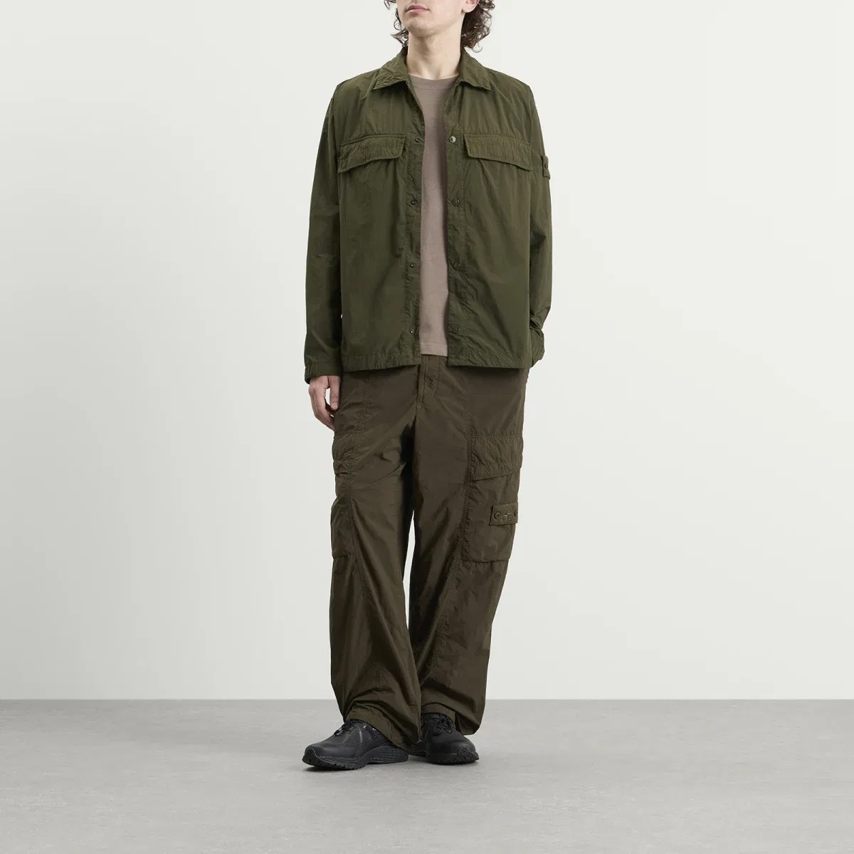 Куртка-рубашка из нейлона с эффектом матирования Ghost Stone Island, Military Green — фото 4
