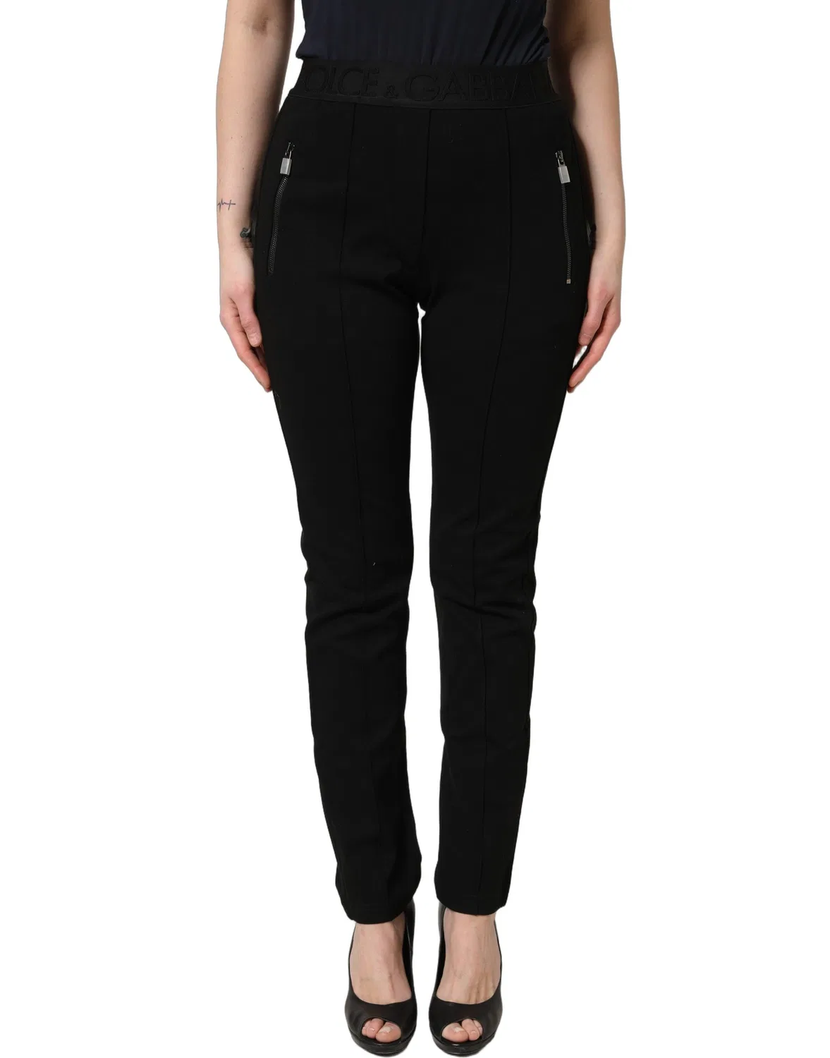 Женские брюки-скинни со средней посадкой Tailored Trousers Dolce & Gabbana, черный — фото 2