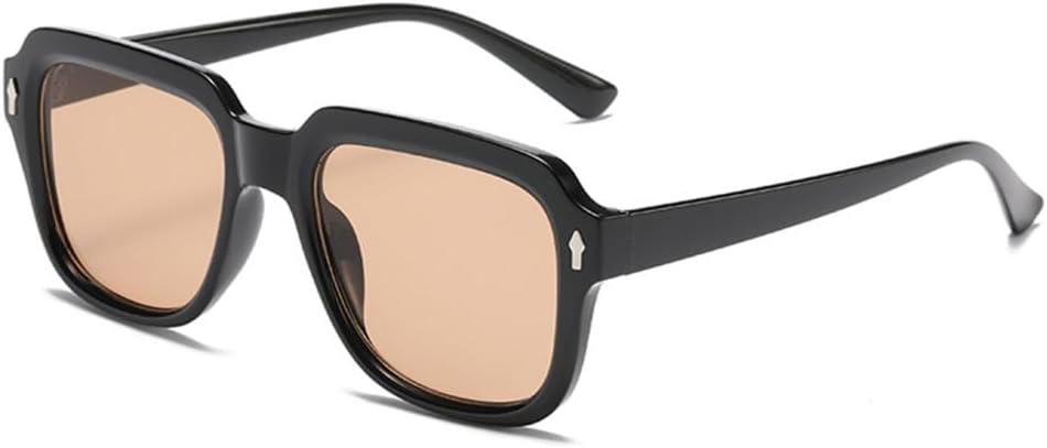 

Модные солнцезащитные очки большого размера в стиле ретро, ​​минималистичный дизайн, крупная прямоугольная оправа, защита от ультрафиолета UV400 MTZJH, Black Clear Brown