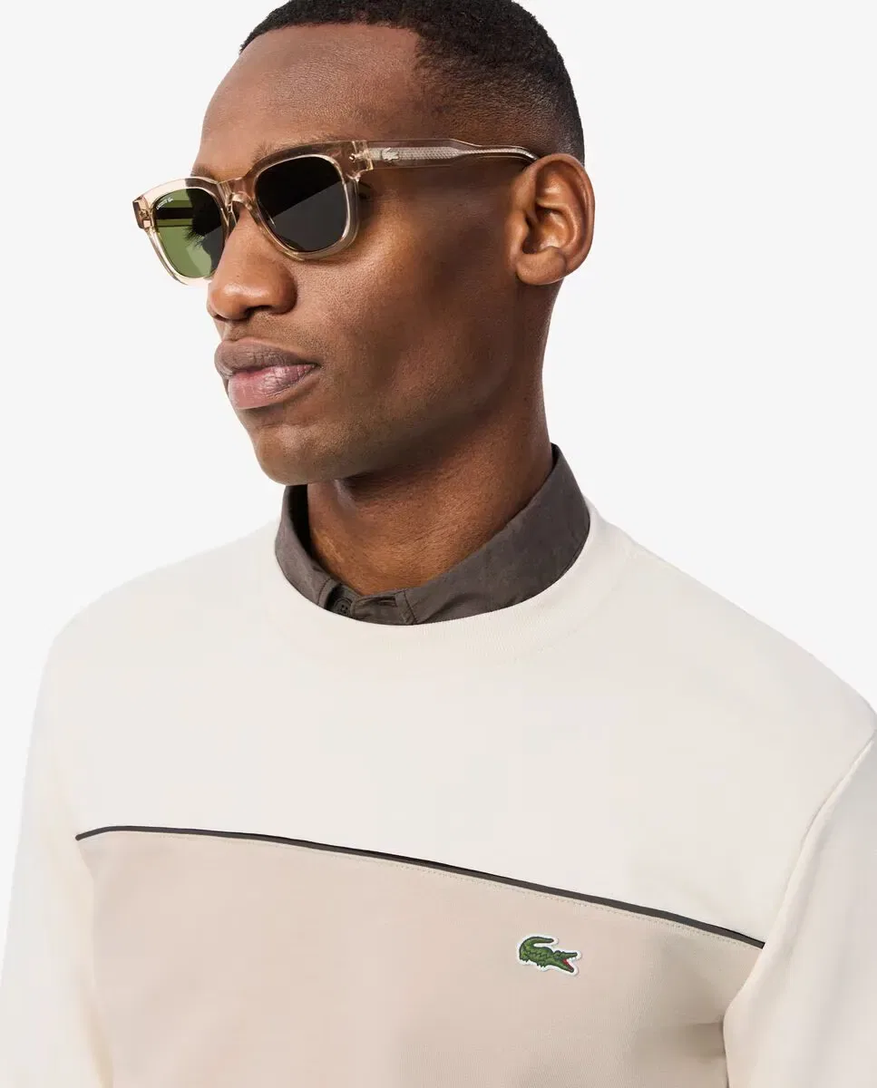 Мужская свитшот без капюшона с цветовыми блоками Beige Lacoste — фото 3