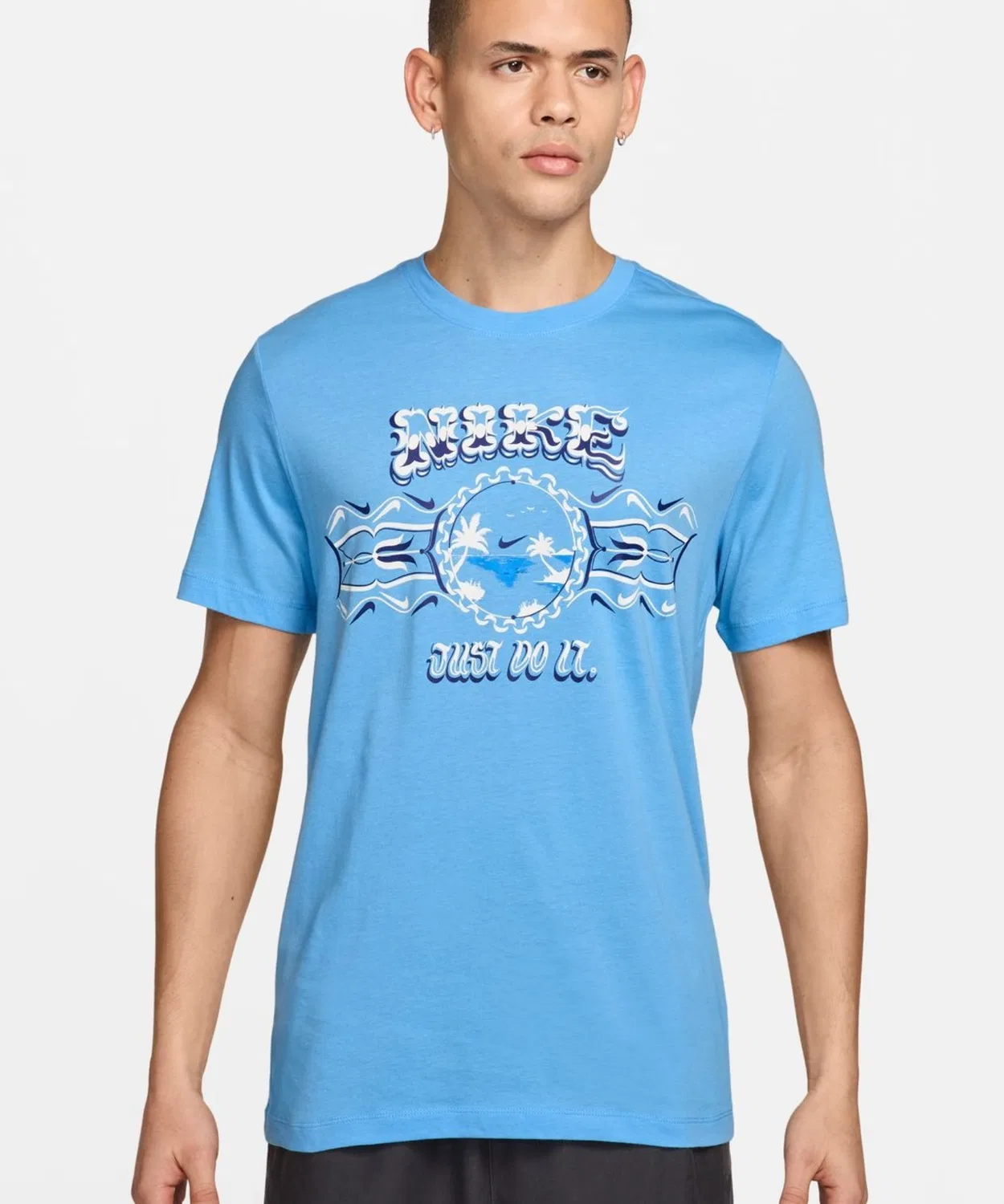 Мужская футболка с коротким рукавом с принтом NIKE NSW STD Palm Tree JDI S/S, Saks Blue