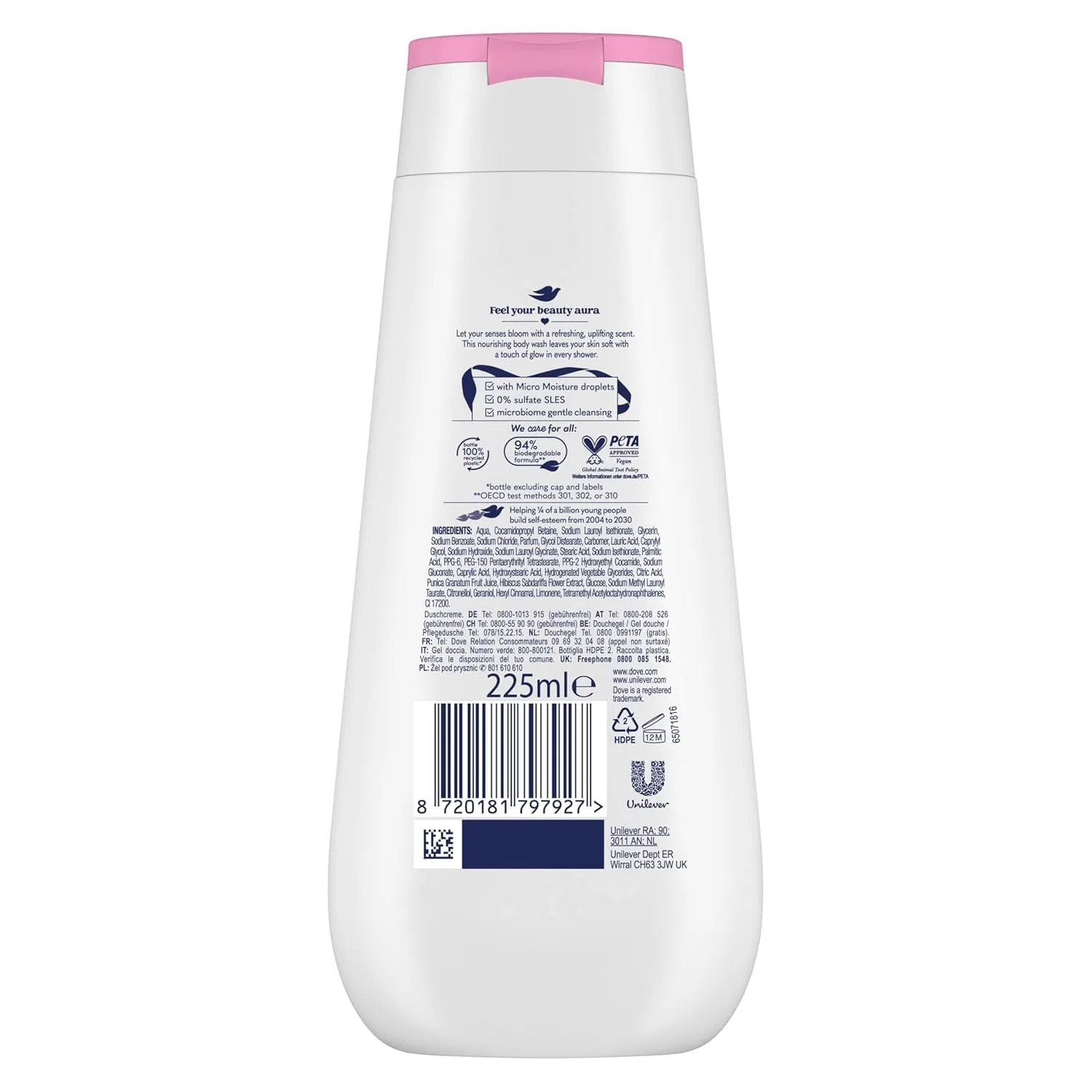 Гель для душа Dove Advanced Care Beauty Aura, 12 шт. по 225 мл, Kirschblüte — фото 2