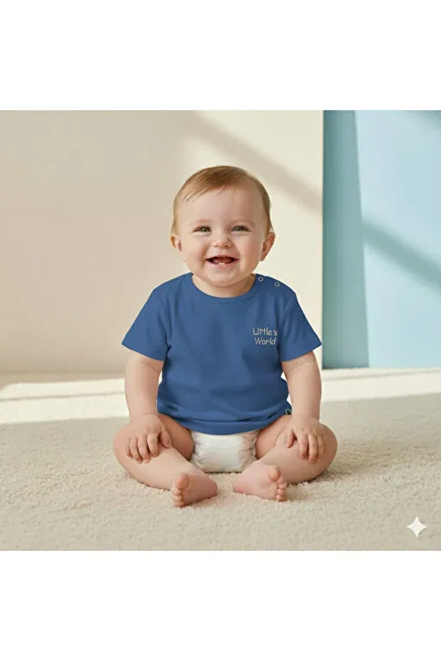 Детское для девочек футболка с коротким рукавом хлопковая Little'S World, Navy Blue