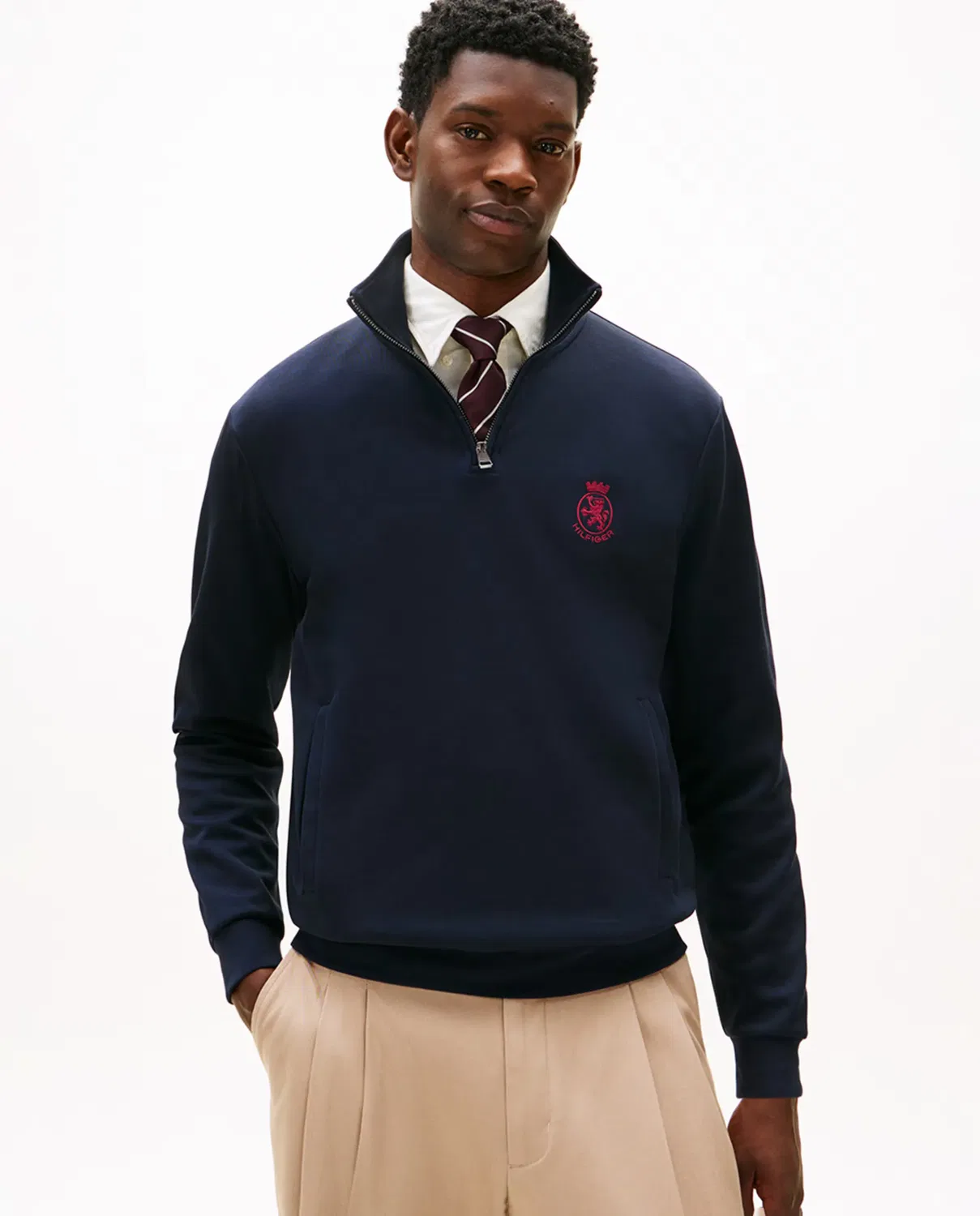 Мужская свитшот без капюшона с полузастежкой-молнией Tommy Hilfiger, Azul Marino