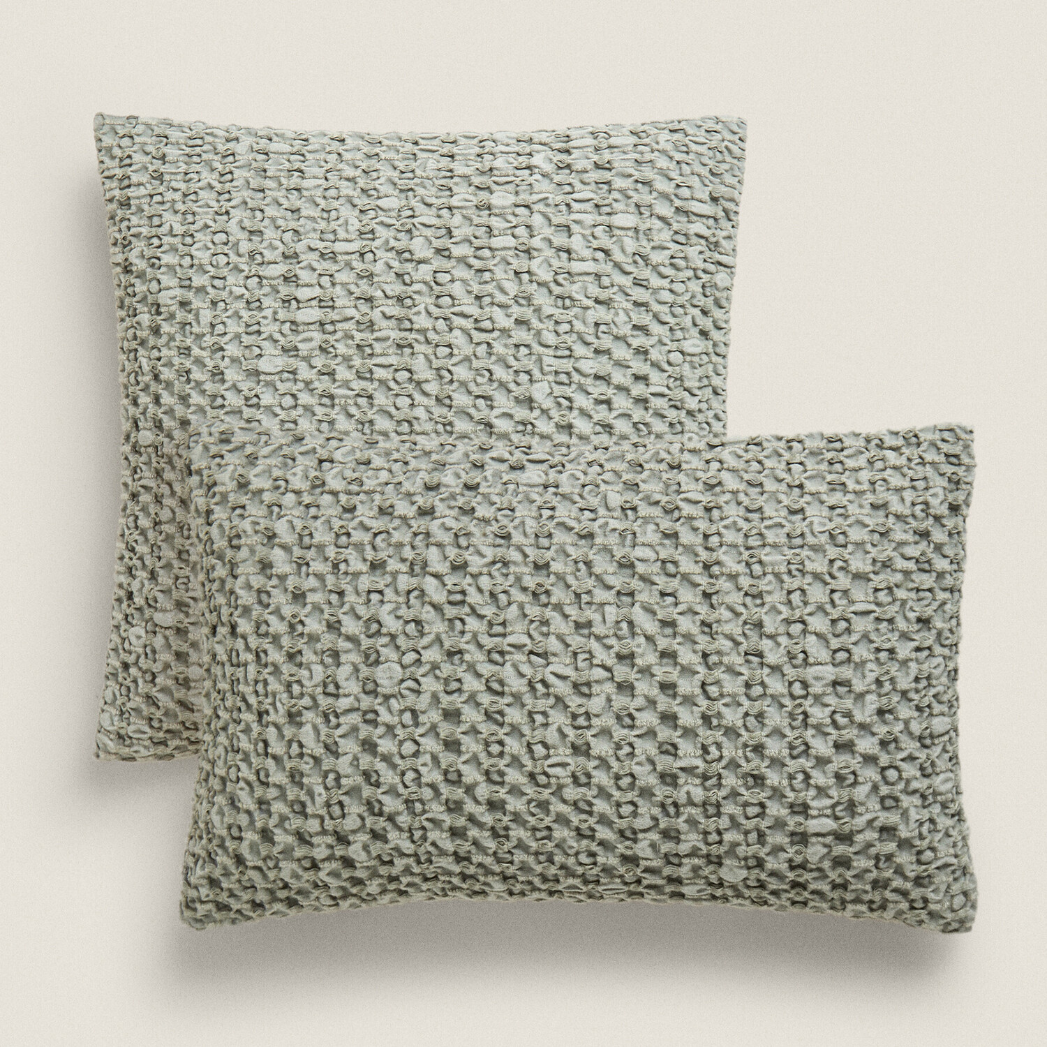 

Чехол для подушки Zara Home Waffle-knit, серо-зеленый