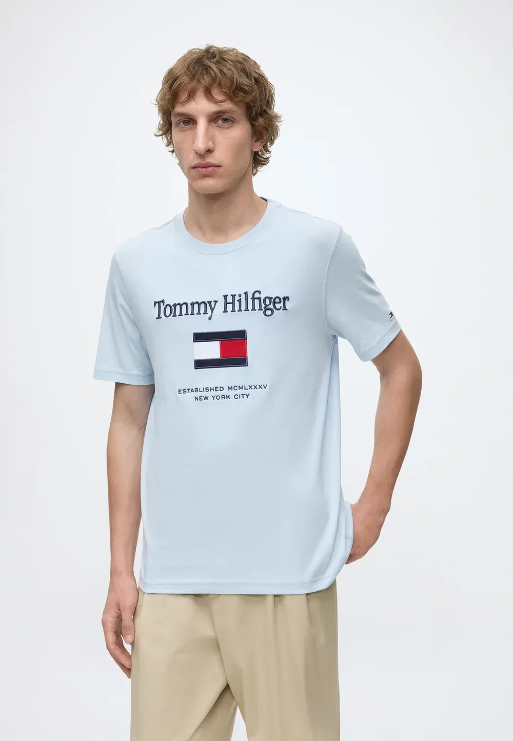 Футболка с принтом флага Tommy Hilfiger, Sky Blue