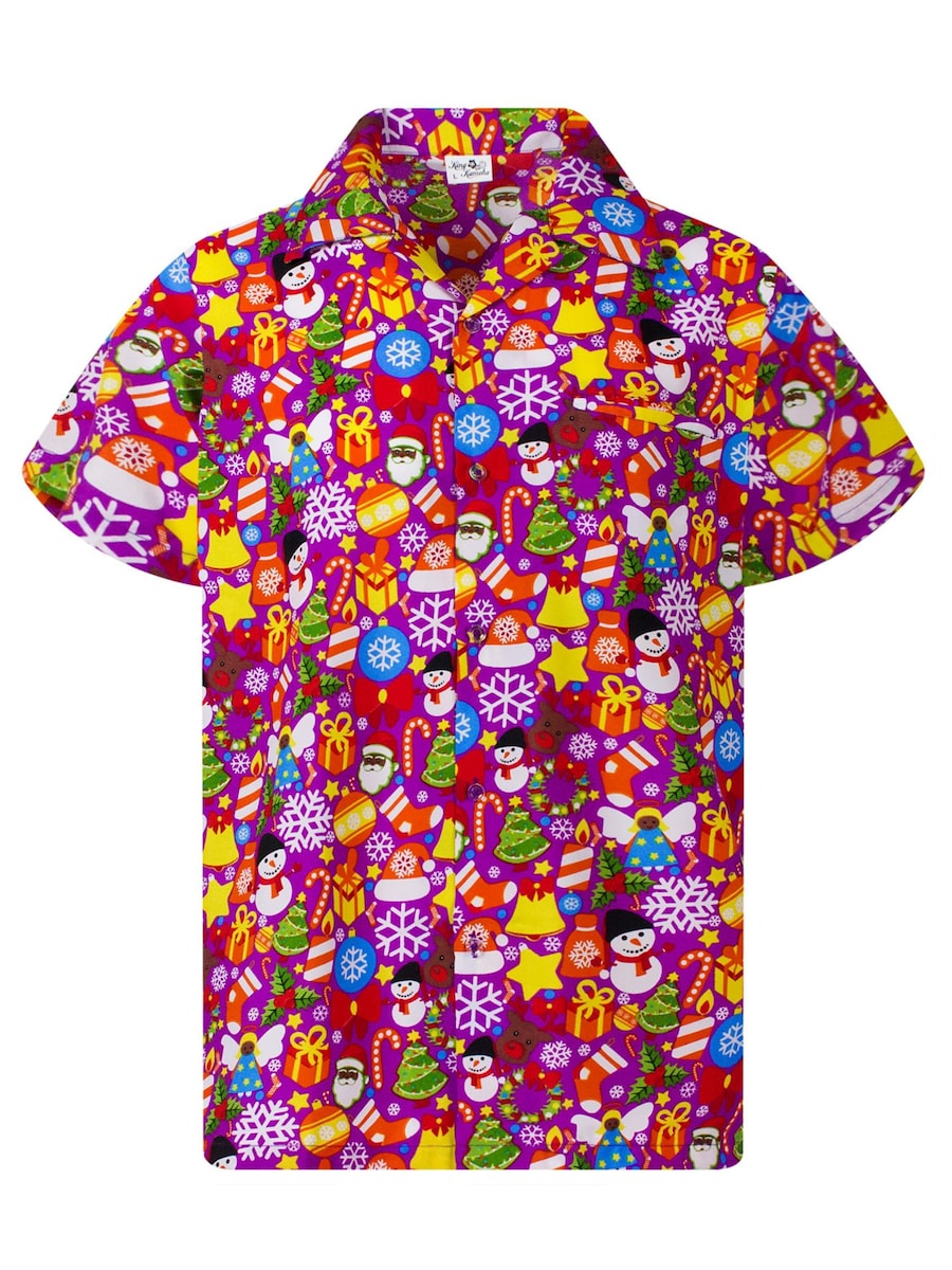 

Рубашка на пуговицах классического кроя King Kameha Christmas Allover, розовый