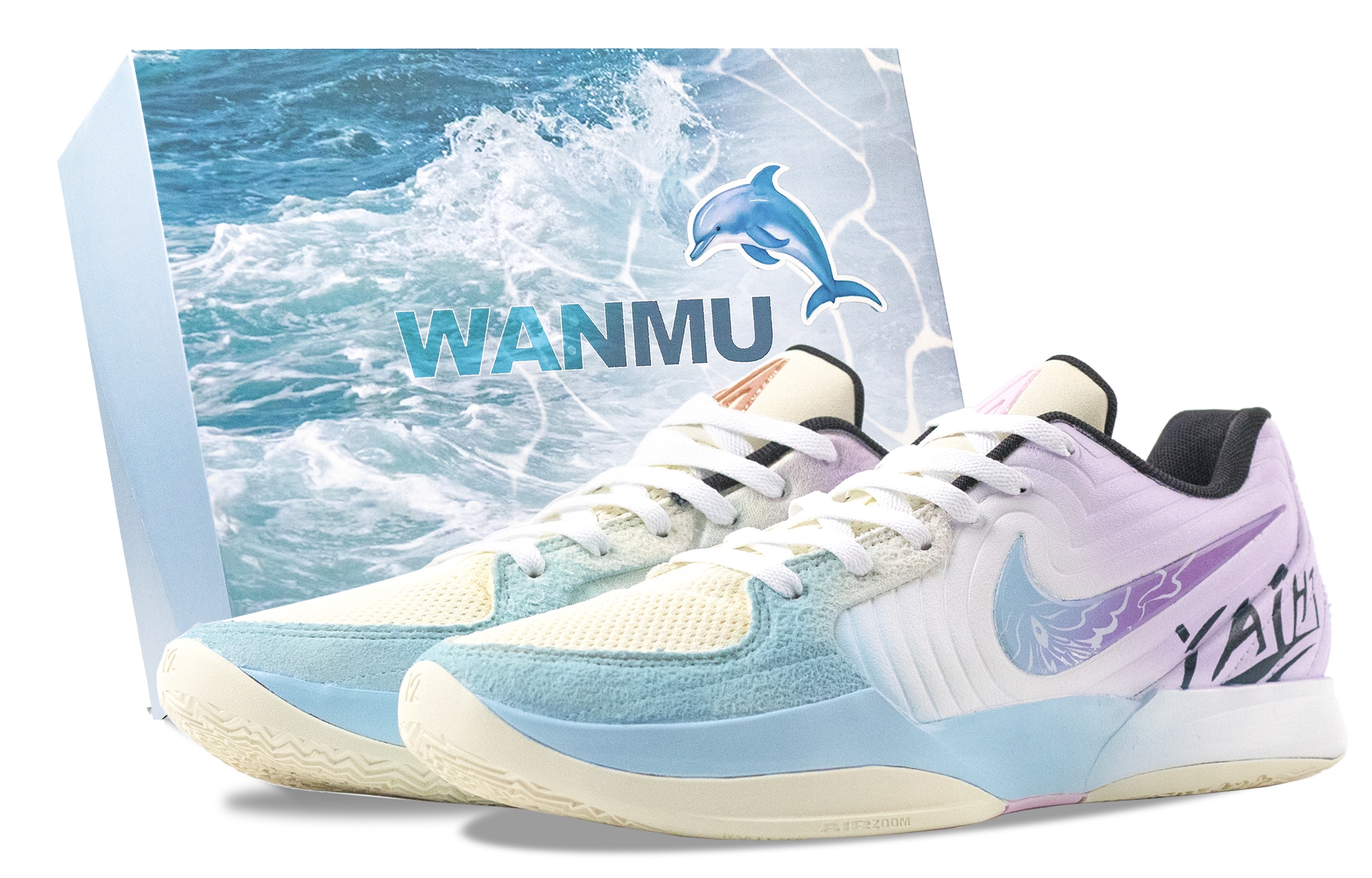 

Nike Баскетбольные кроссовки Ja Morant 2 Glacier Mirror, износостойкие, низкие, мужские, цвет синий, фиолетовый