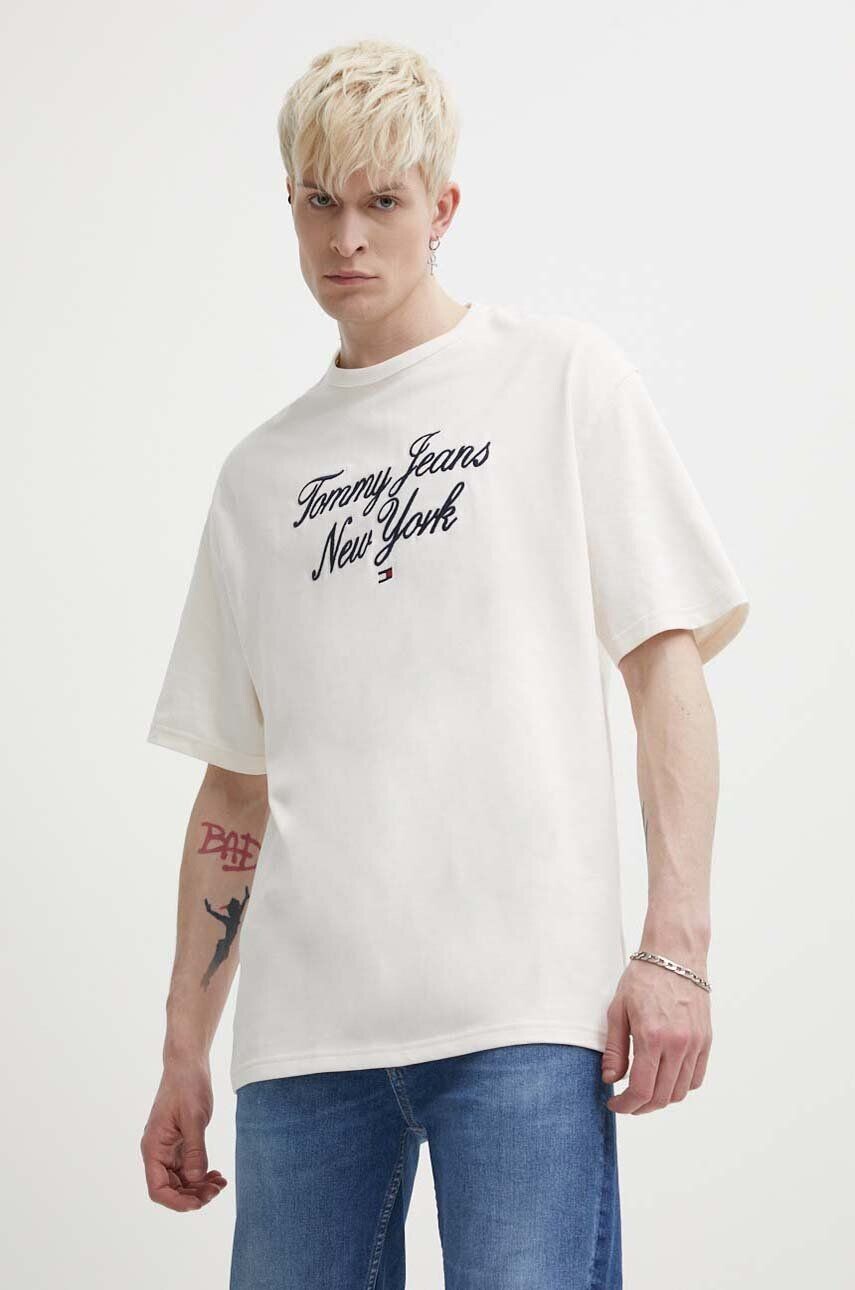 

Хлопковая футболка Tommy Jeans, бежевый