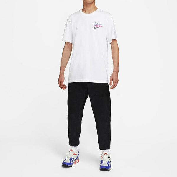 Футболка Nike Sportswear Back Logo Alphabet Abstract Pattern Round Neck Short Sleeve White, мультиколор — фото 3