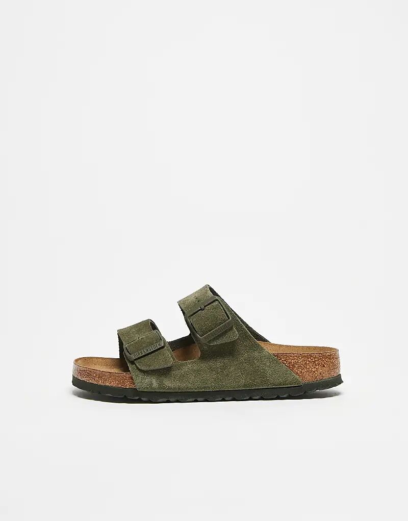 Замшевые сандалии Birkenstocks Unisex Arizona цвета тимьяново-зеленый