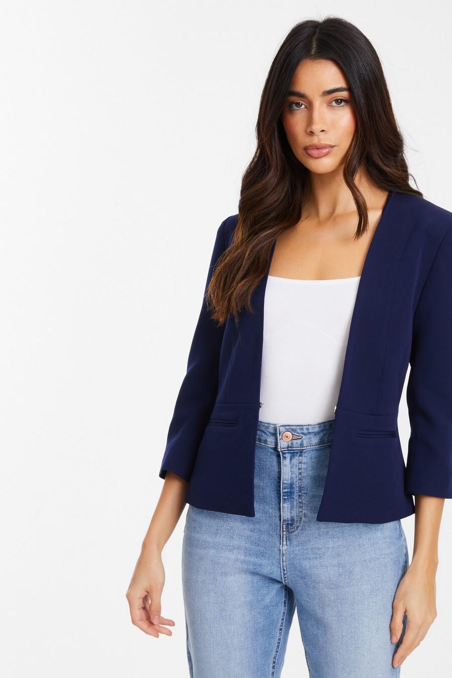 

Укороченный пиджак темно-синего цвета QUIZ Clothing