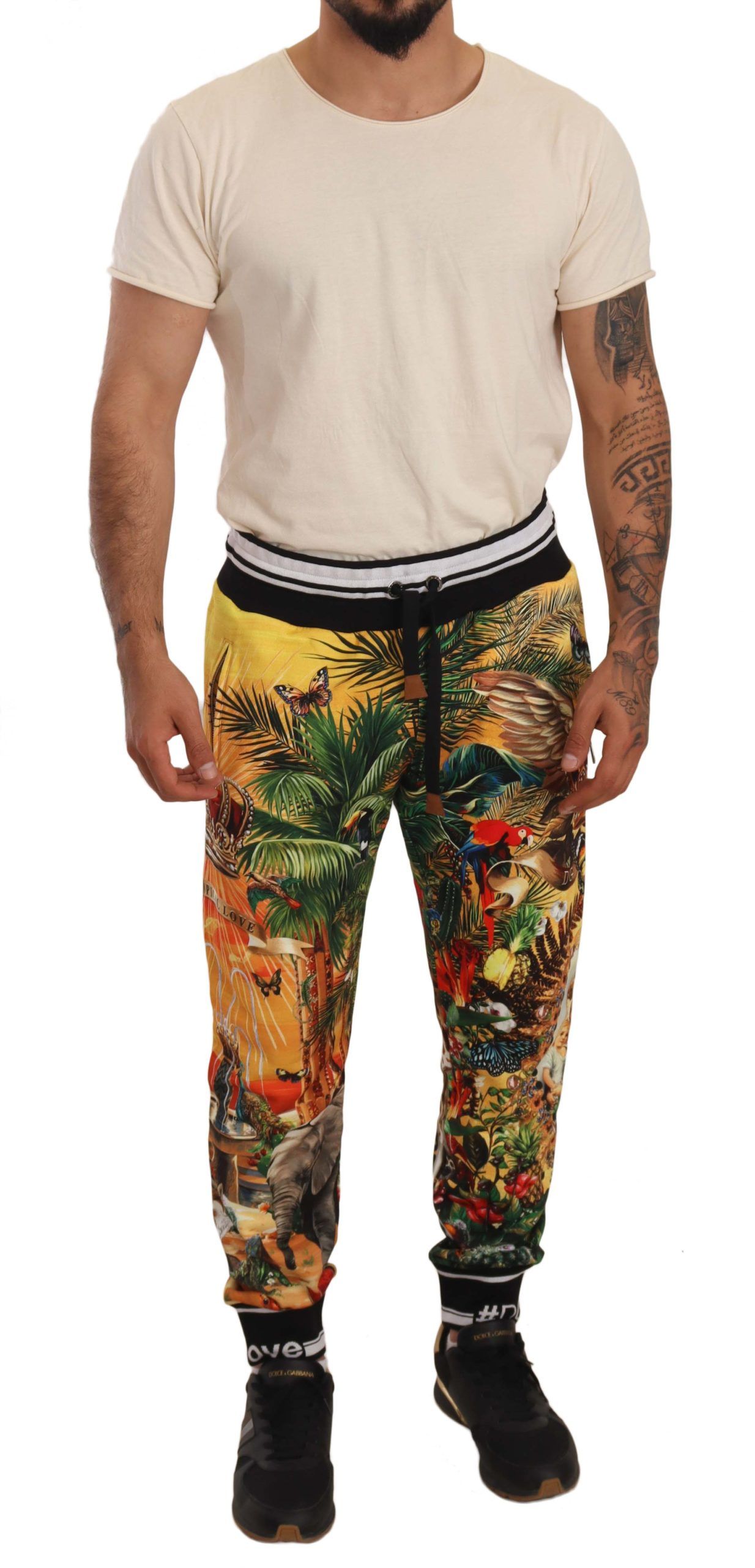 

Хлопковые джоггеры с тропическим мотивом King Dolce & Gabbana, мультиколор