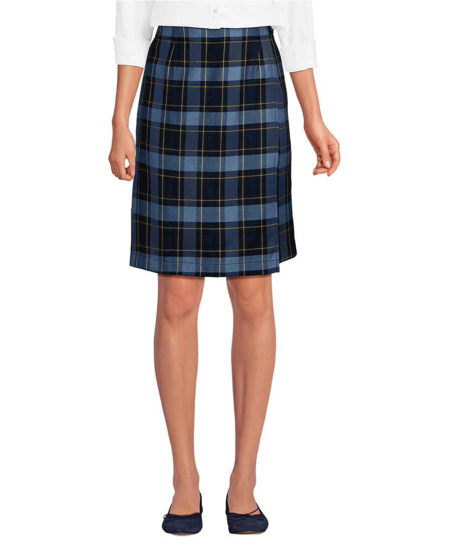 

Женская клетчатая юбка-шорты А-силуэта до колена Lands' End, Classic navy plaid