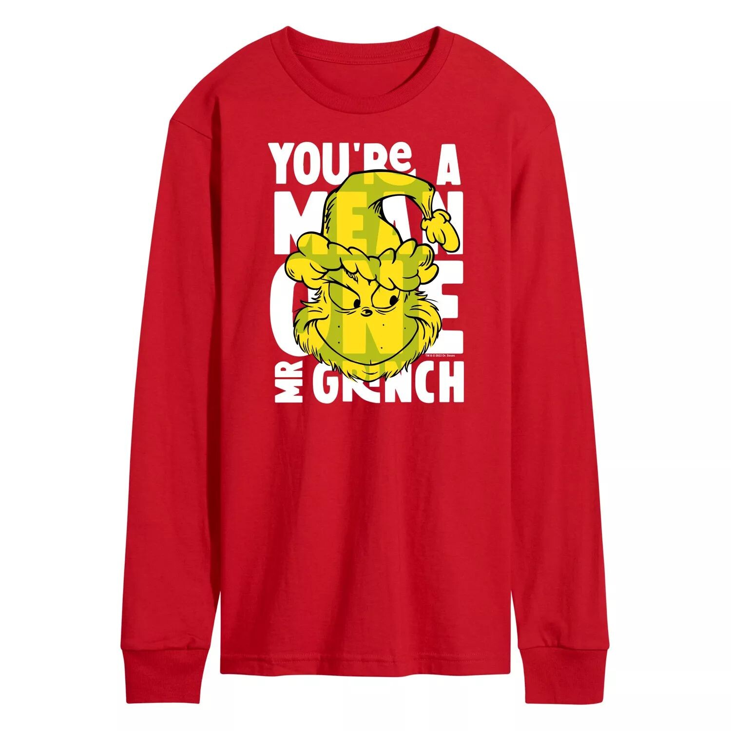 

Мужская футболка с длинными рукавами Dr. Seuss Grinch You're A Mean One Licensed Character