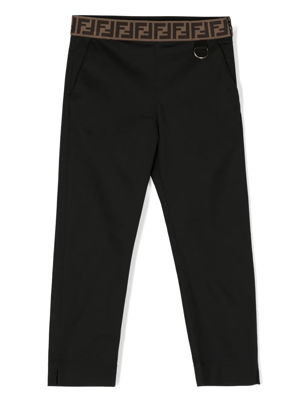 

Жаккардовые брюки скинни с логотипом FF FENDI KIDS, черный