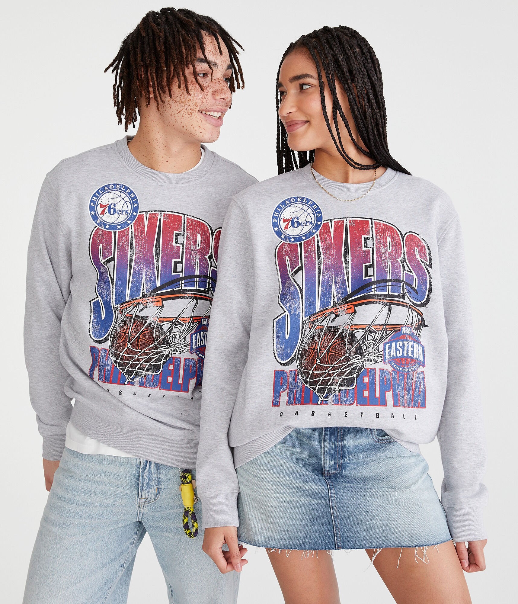 

Толстовка Aeropostale Philadelphia 76Ers Crew, цвет light heather gray