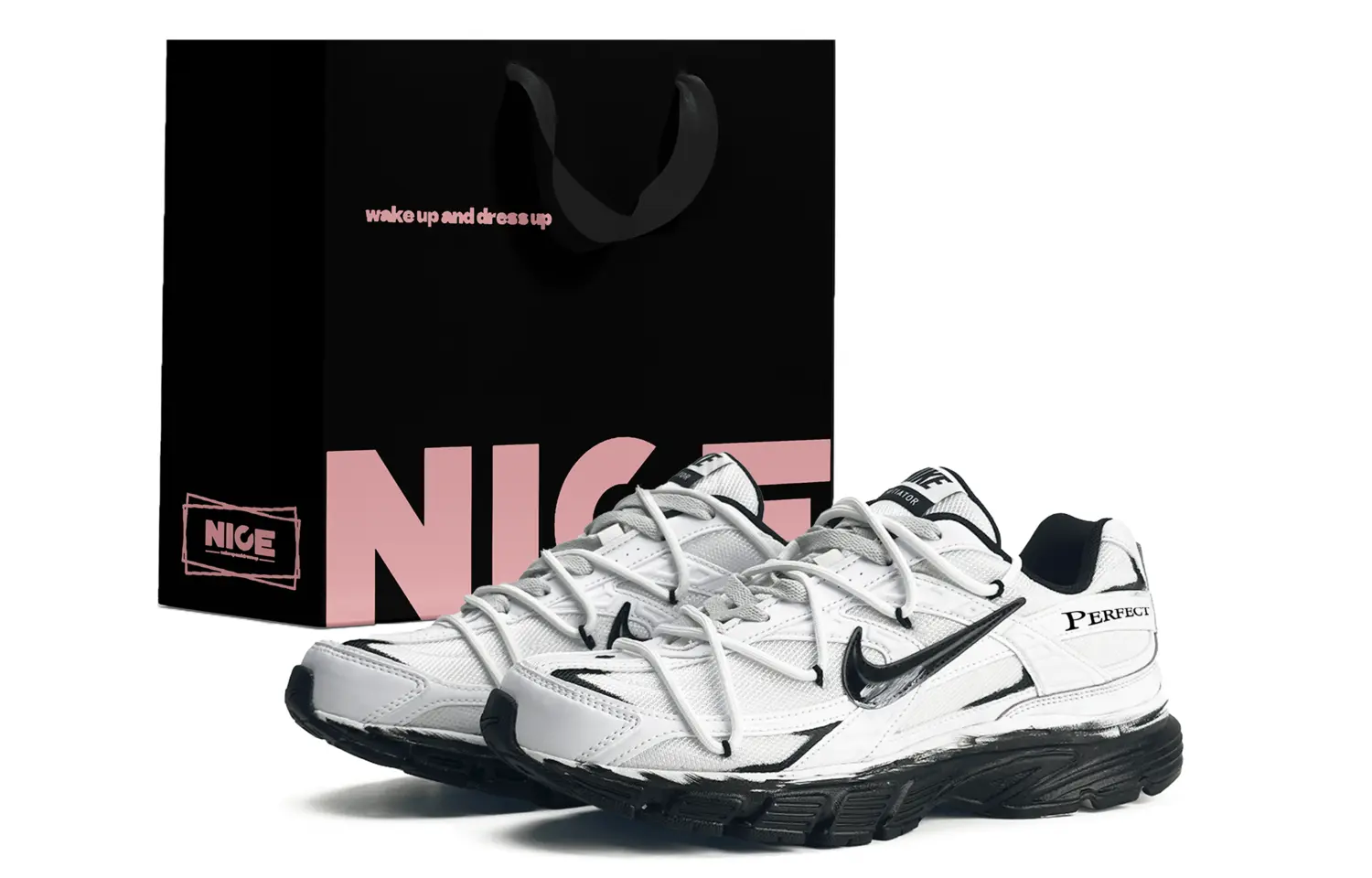 

Nike Инициатор устойчивые к истиранию дышащие низкие кроссовки для бега унисекс черно-белые, цвет Black White