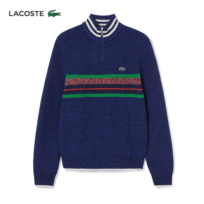 

Свитер шерстяной мужской Lacoste на молнии, темно-синий