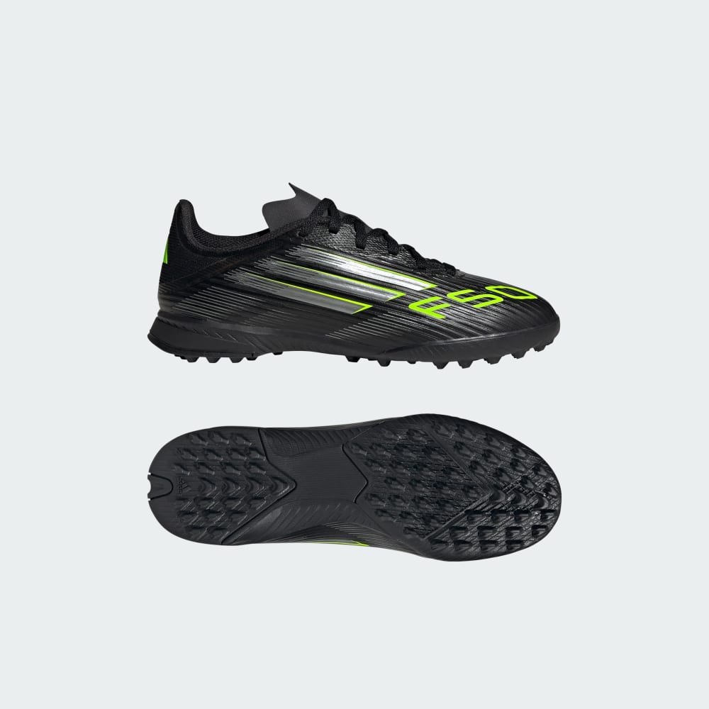 

Бутсы Adidas F50 League Turf Cleats Kids, цвет Core Black/Iron Metallic/Lucid Lemon