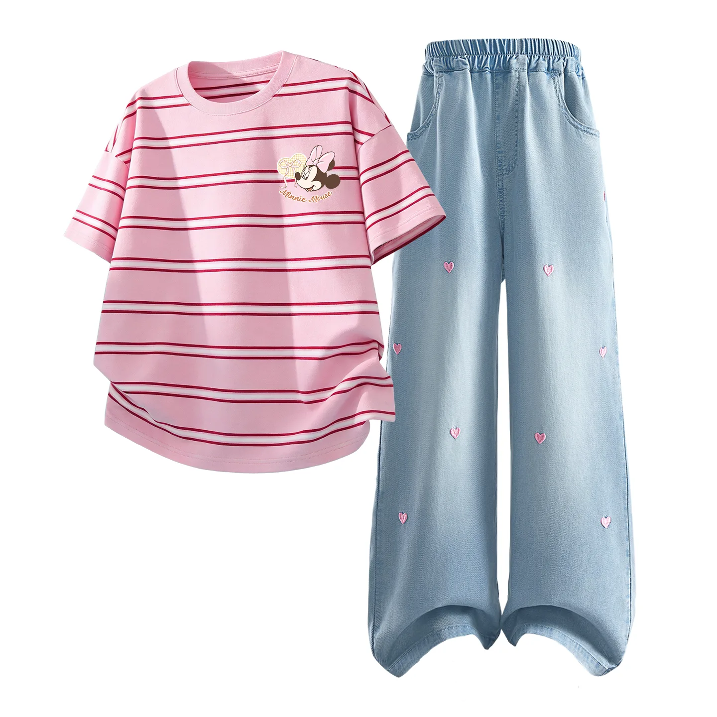 Casual Sportswear 2 Piece Set Kids' Disney, di xin jie niu k розовый+solid color denim светло-синий