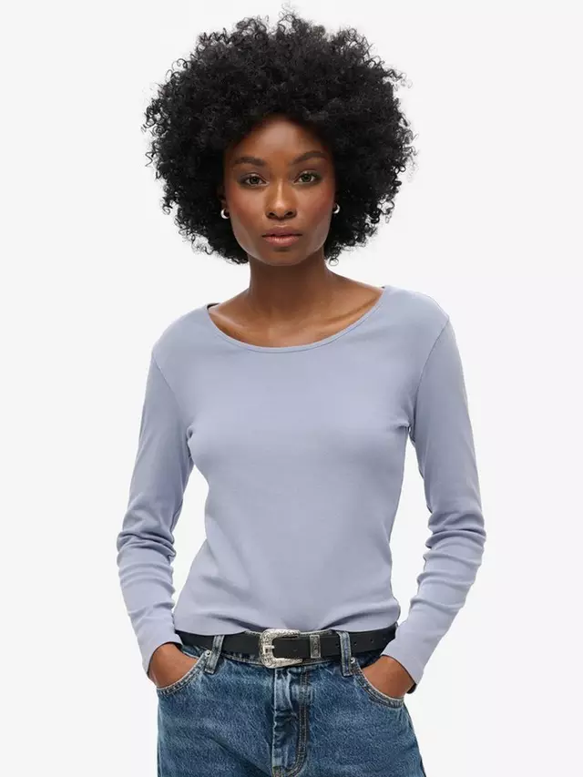 

Топ Superdry Fine Rib Scoop Neck Long Sleeve, цвет tidal/blue