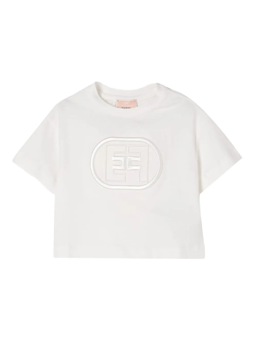 

Укороченная футболка с вышитым логотипом Elisabetta Franchi Kids, белый
