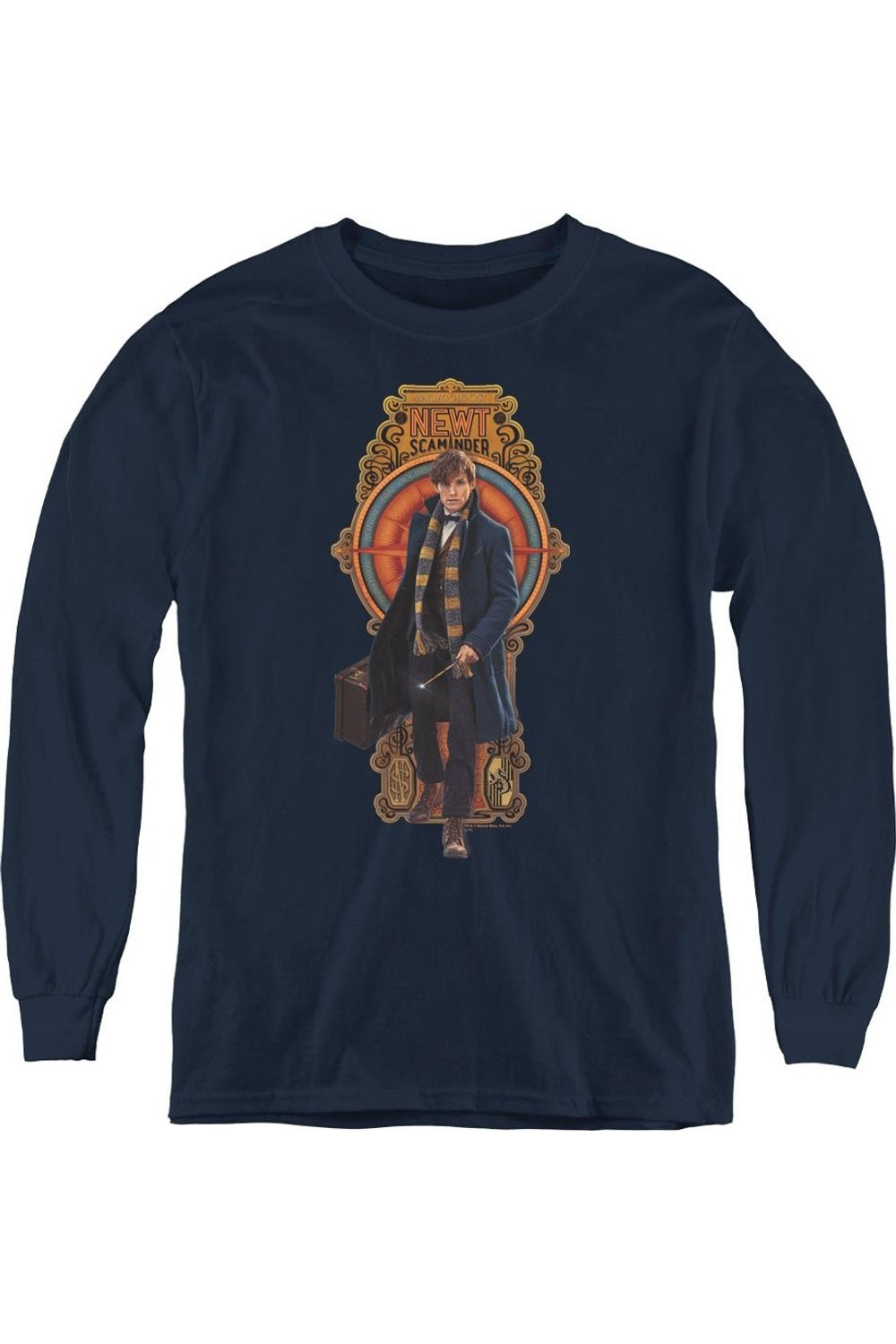 

Фантастические твари: Футболка с длинным рукавом для подростков Newt Scamander Gildan, темно-синий