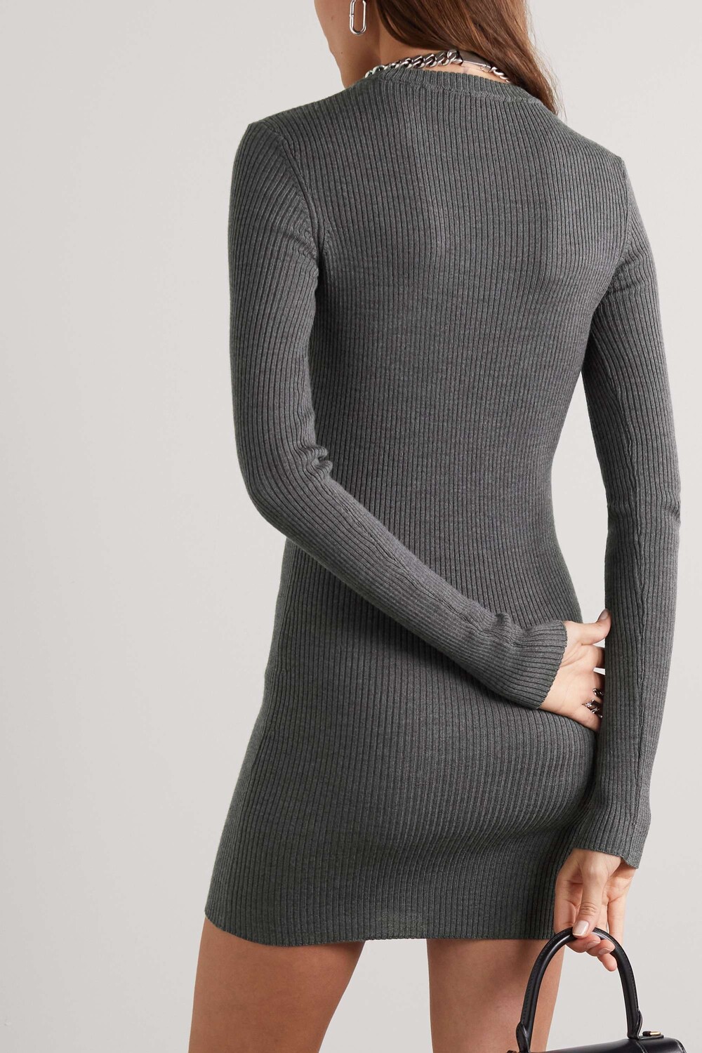 

WARDROBE.NYC Мини-платье в рубчик из шерсти мериноса, серый