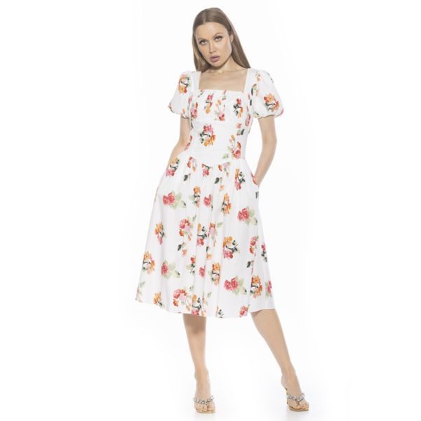 

Женское платье миди Jessi с заниженной талией Alexia Admor, цвет ivory floral