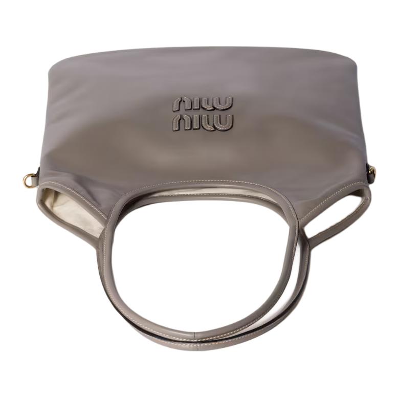 MIU MIU Сумка-шоппер Ivy Calfskin, женская сумка через плечо, темно-серая — фото 4