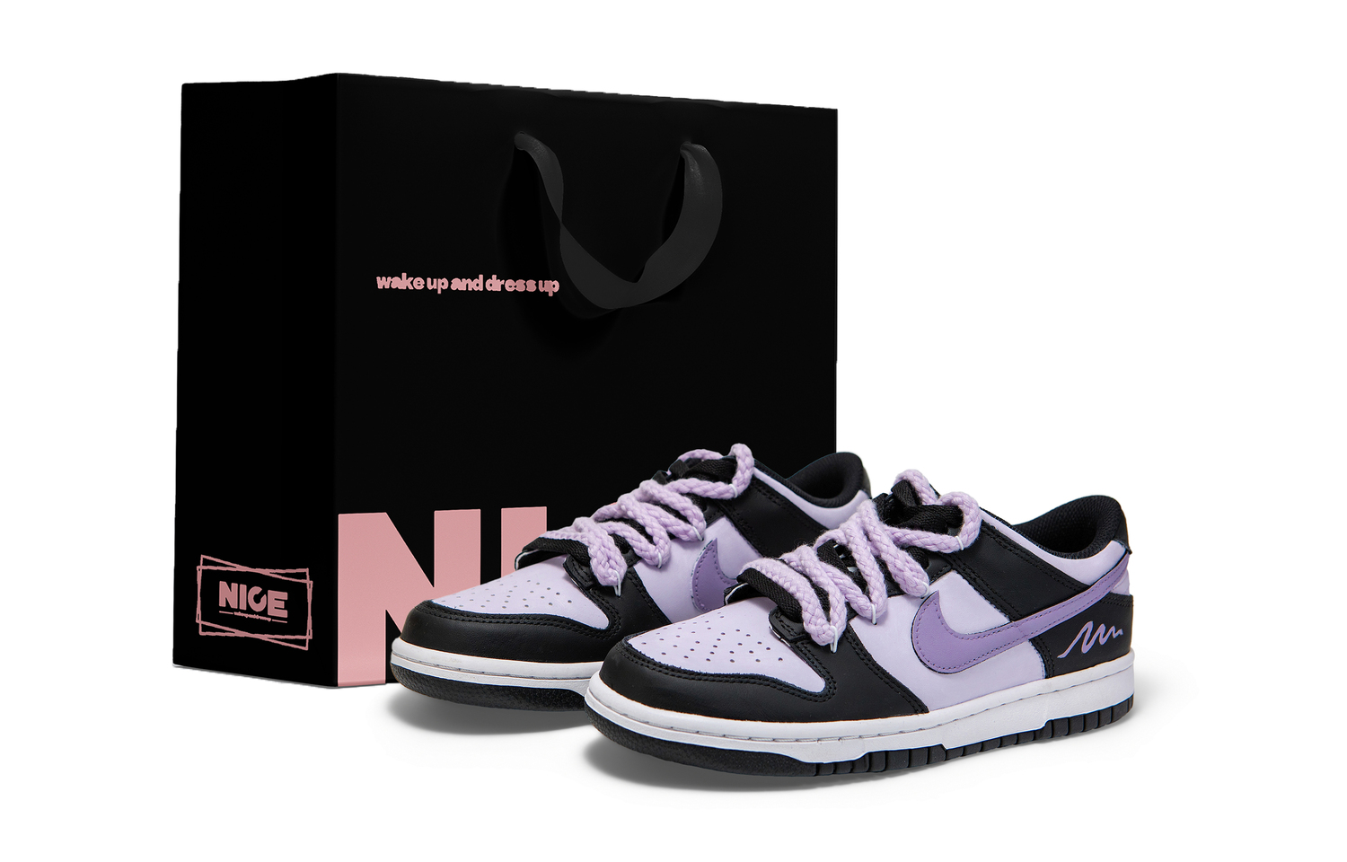 

Детские низкие кроссовки для скейтбординга Dunk: противоскользящие, износостойкие, дышащие, легкие, с амортизацией Nike, черный фиолетовый