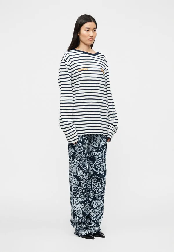 Полосатая легкая блузка с длинными рукавами Dsquared2, White/Blue Navy — фото 4
