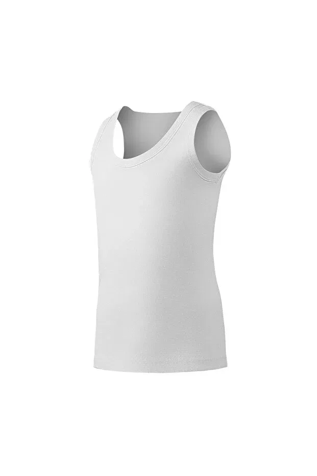 Детское для мальчиков белье с бретелями Pack of 6 cotton ribbed boy's white undershirt q04 Yildiz, White
