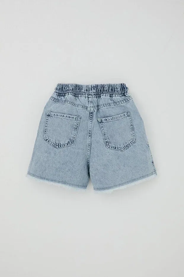 Детские шорты для девочек с кружевными манжетами Breeze, Light Blue — фото 4