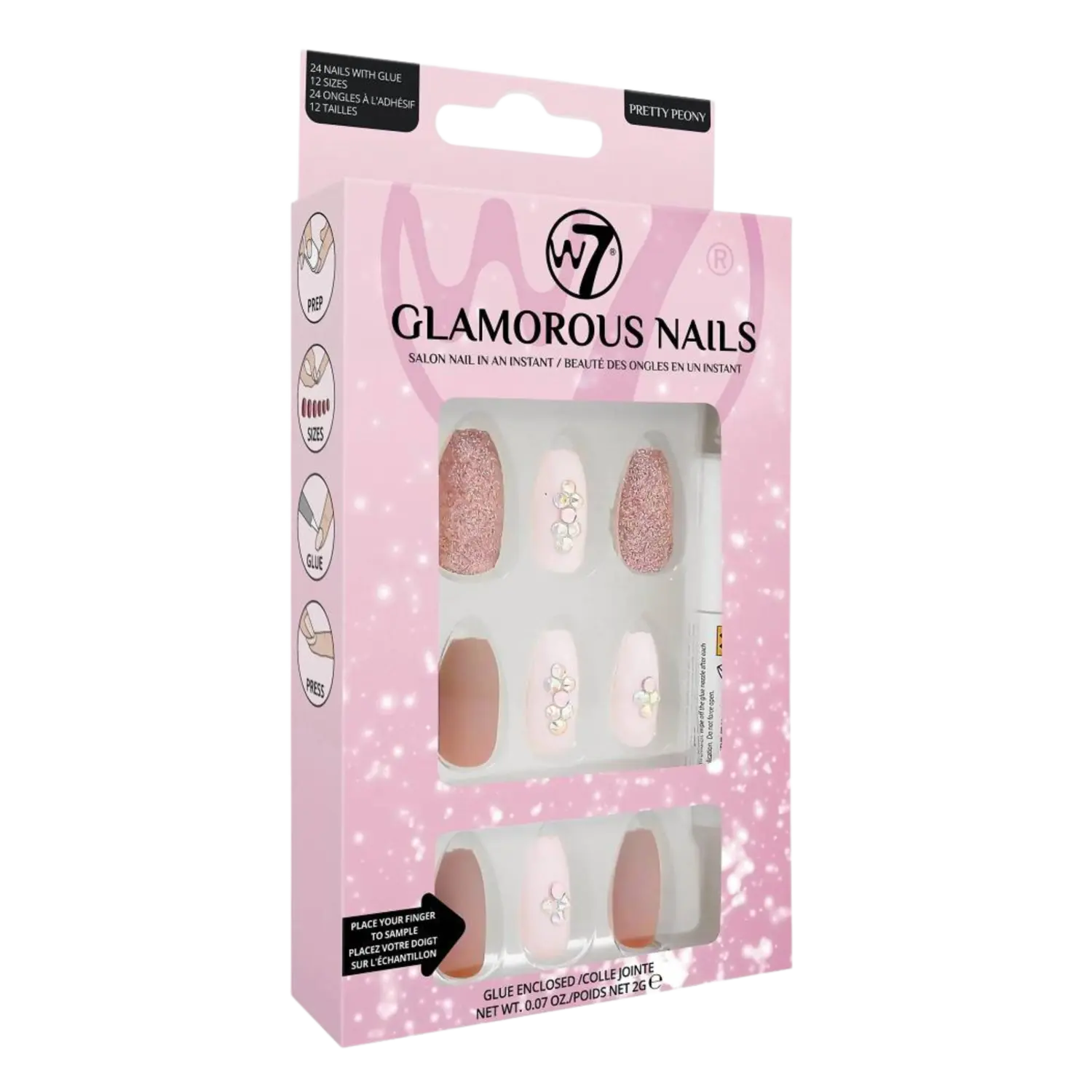 

W7 Glamorous Nails Накладные ногти Pretty Peony, 24 шт./1 упаковка