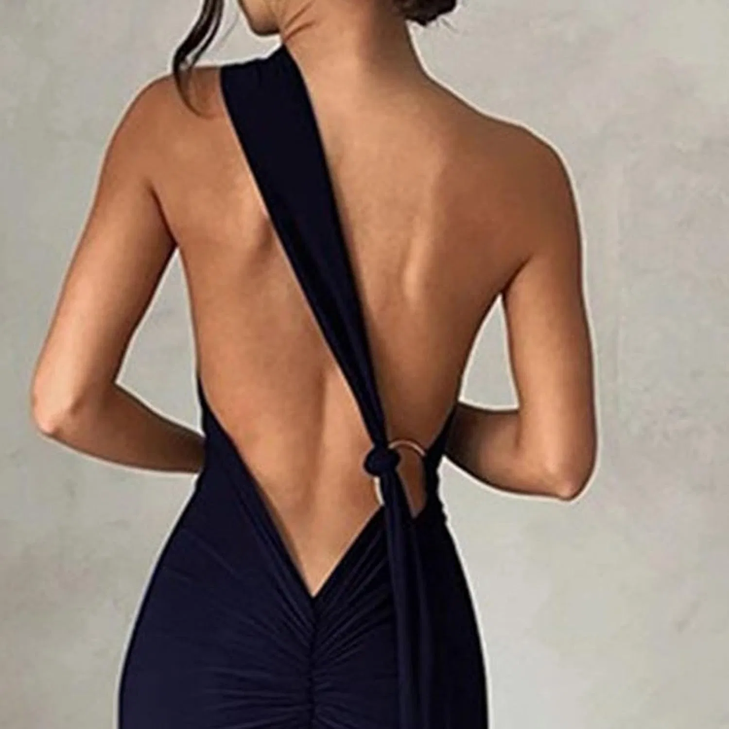 Женское облегающее платье макси с открытой спиной Navy Blue — фото 4