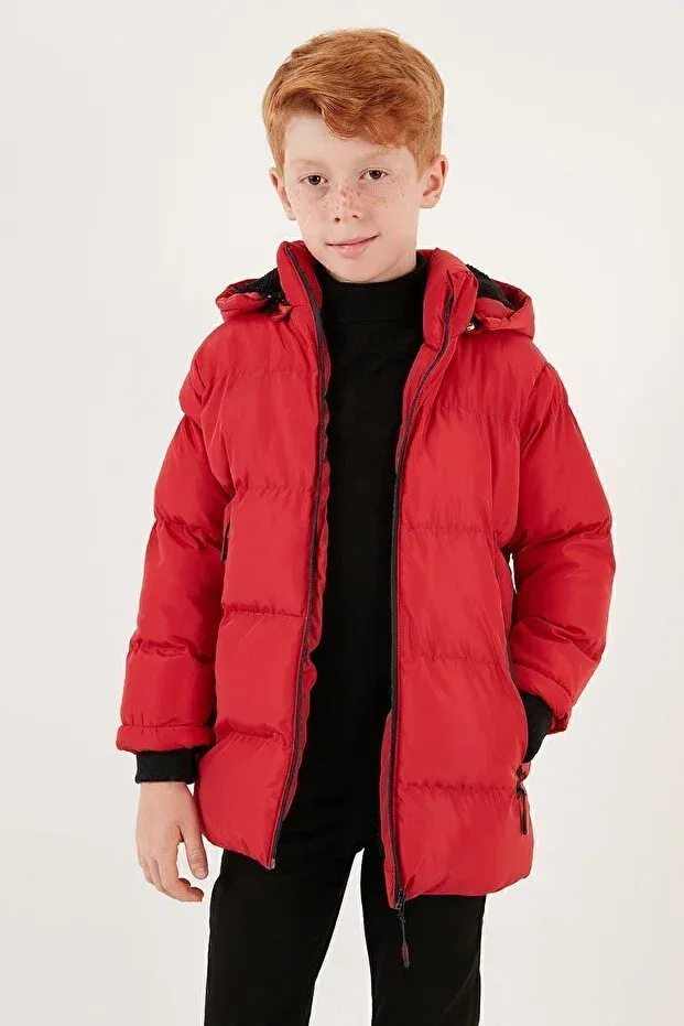 Детское пуховое пальто для девочек с капюшоном Lela, Red