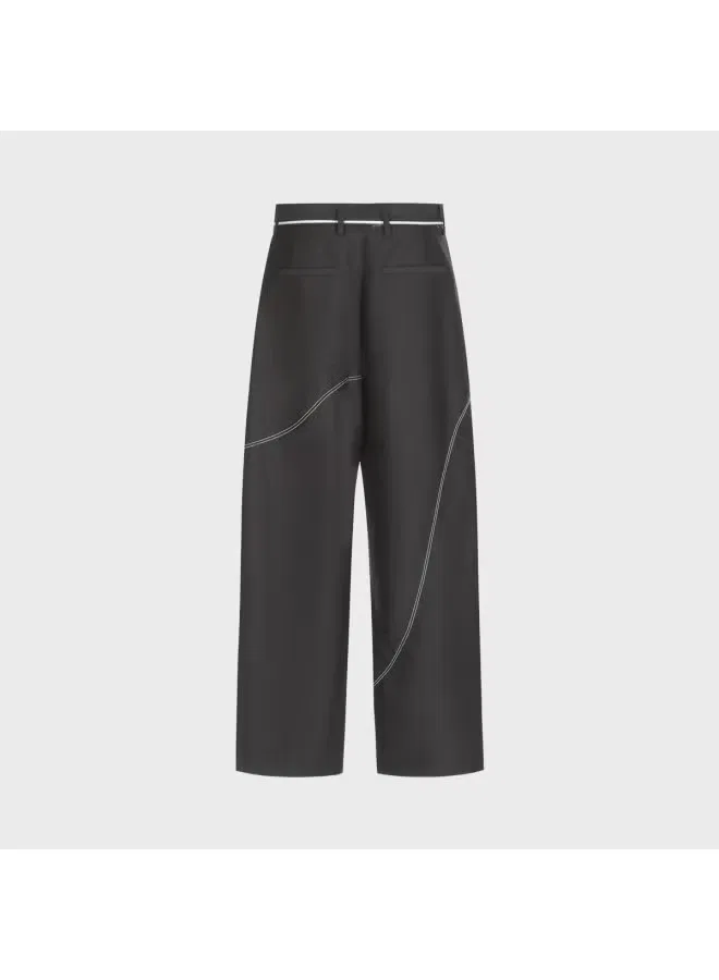 Брюки свободного кроя с декоративной строчкой, Zara, черный — фото 3