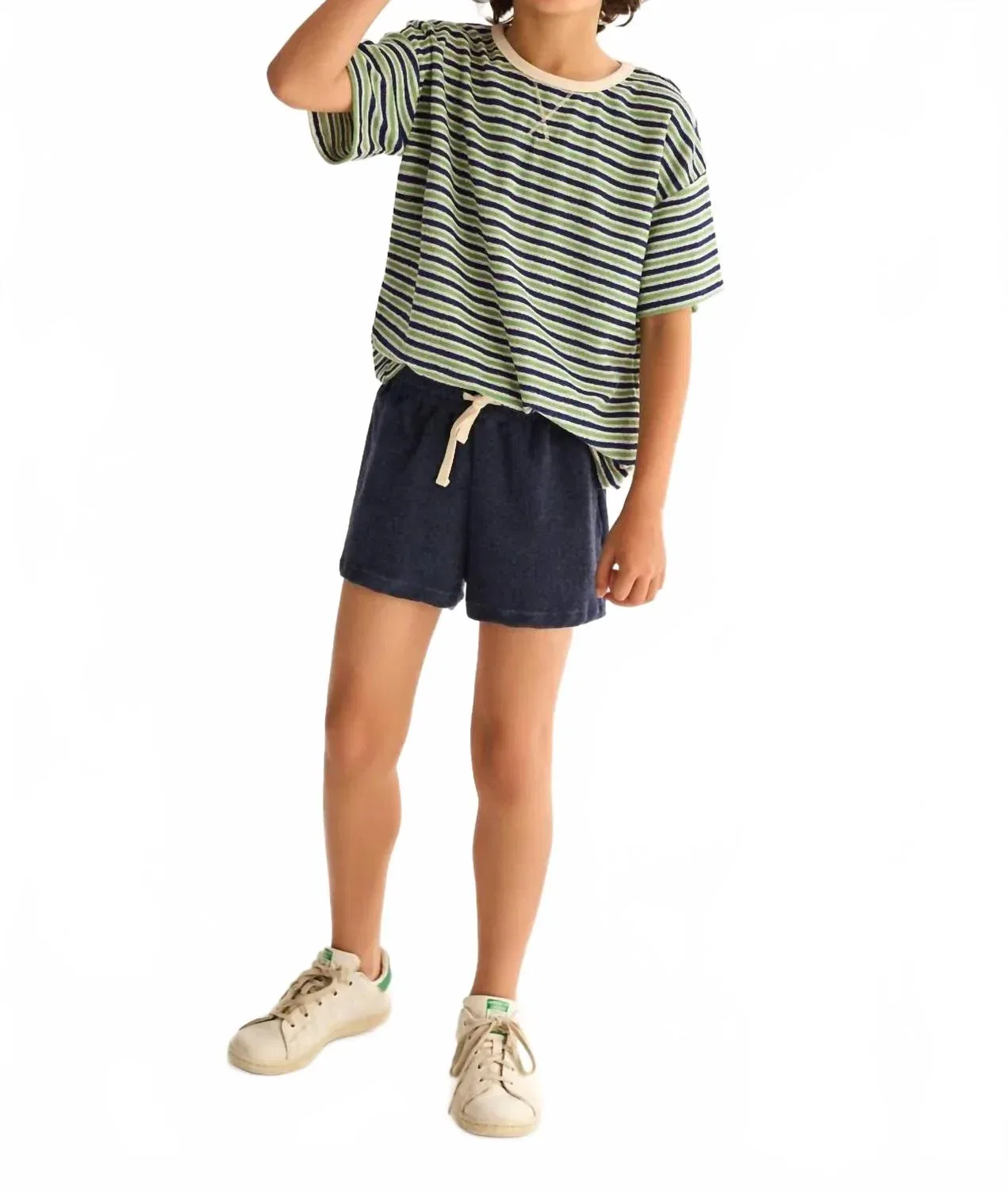 Детская футболка с коротким рукавом в полоску Enea Striped Terry Cozmo, Blue Green